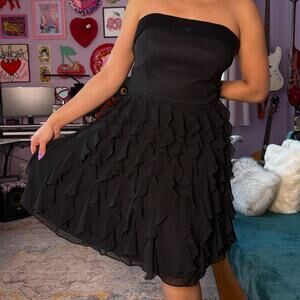Vintage Y2K black ruffly midi dress
